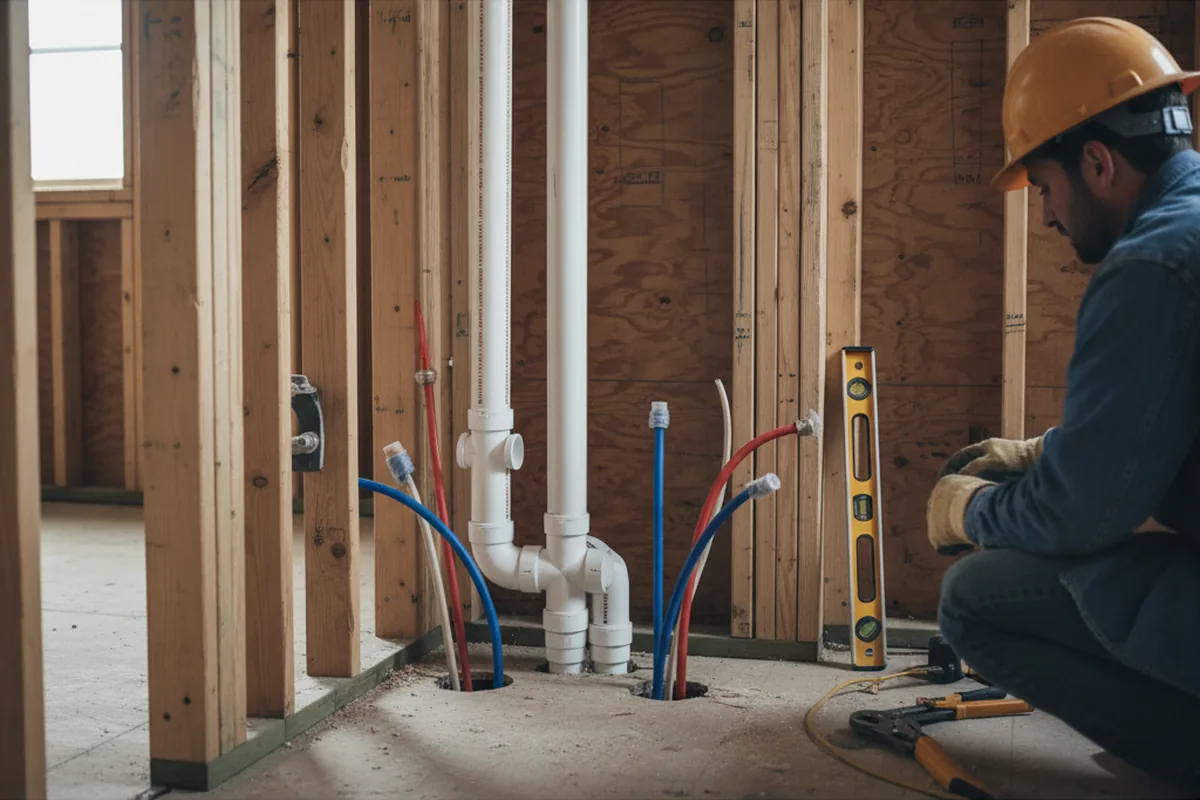 Drain and supply rough-in during Drain Cleaning in Elyria