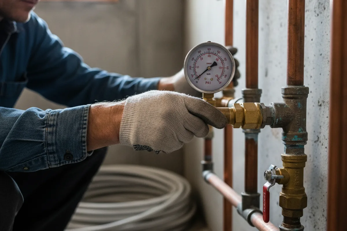Pressure testing a repaired line during Water Line Repair in Elyria